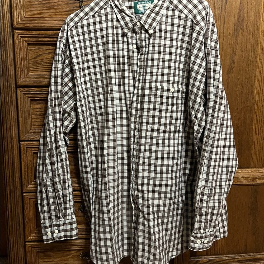 St Johns Bay mens (no tag but fits like a 2xlarge) long sleeve brown plaid shirt